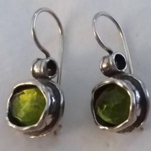 Silpada Green Glass Locking Artisan Earrings